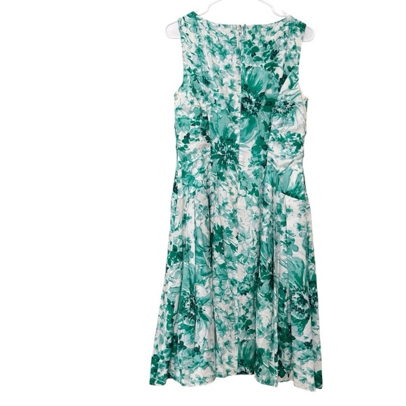Adrianna Papell Green Dress Floral Fit & Flare Sleeveless beaded collar 10 - Picture 5 of 13